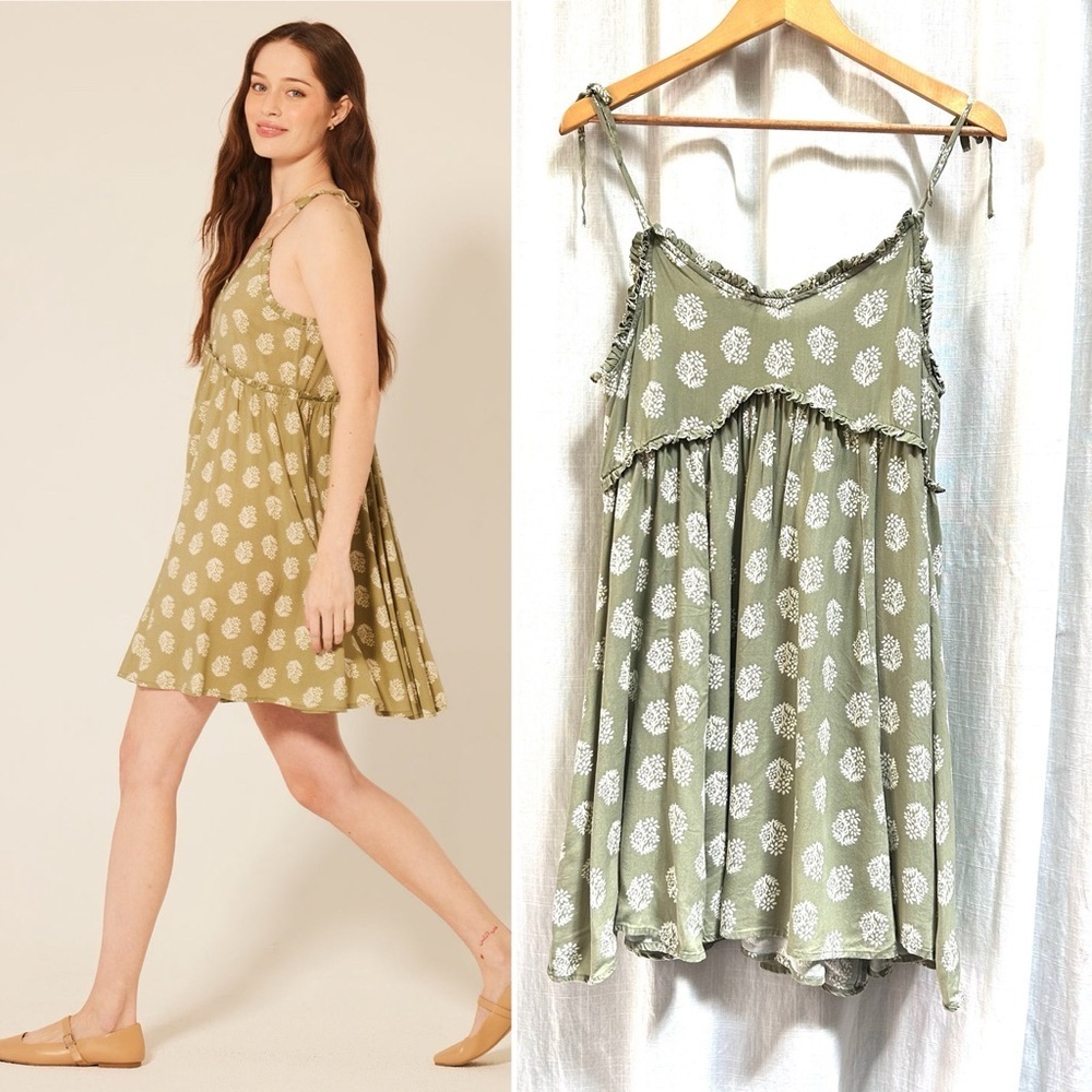Patrons of Peace MALIBU DRESS dusty sage babydoll size medium green floral